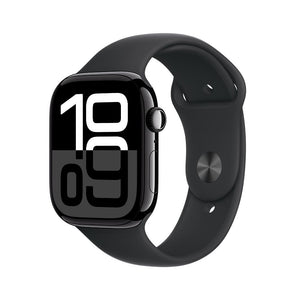 Apple Watch Series 10 GPS • Caja de aluminio negro azabache de 46 mm • Correa deportiva negra - M/L