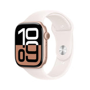 Apple Watch Series 10 GPS • Caja de aluminio color oro rosa de 46 mm • Correa deportiva rosa rubor - M/L