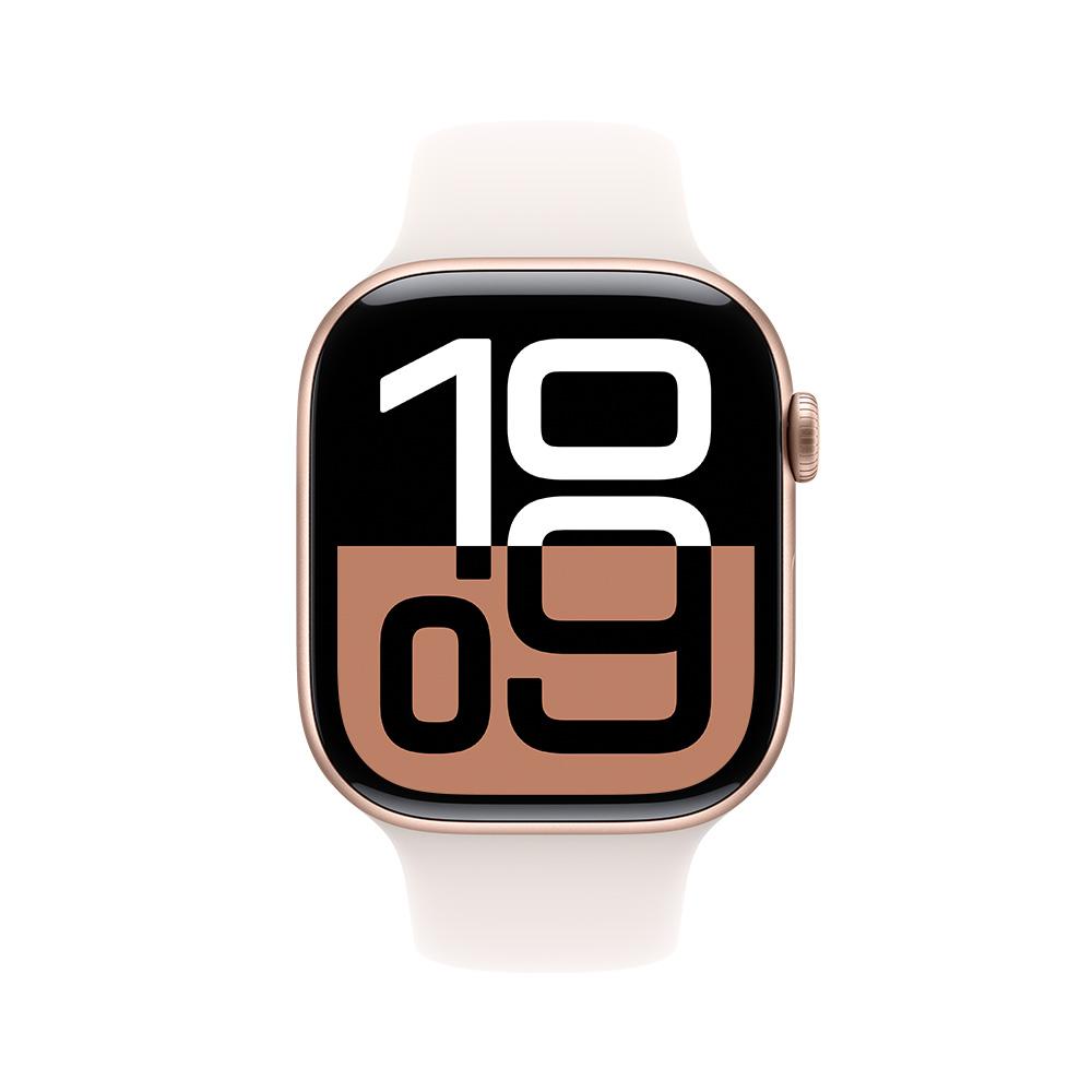 Apple Watch Series 10 GPS • Caja de aluminio color oro rosa de 46 mm • Correa deportiva rosa rubor - M/L