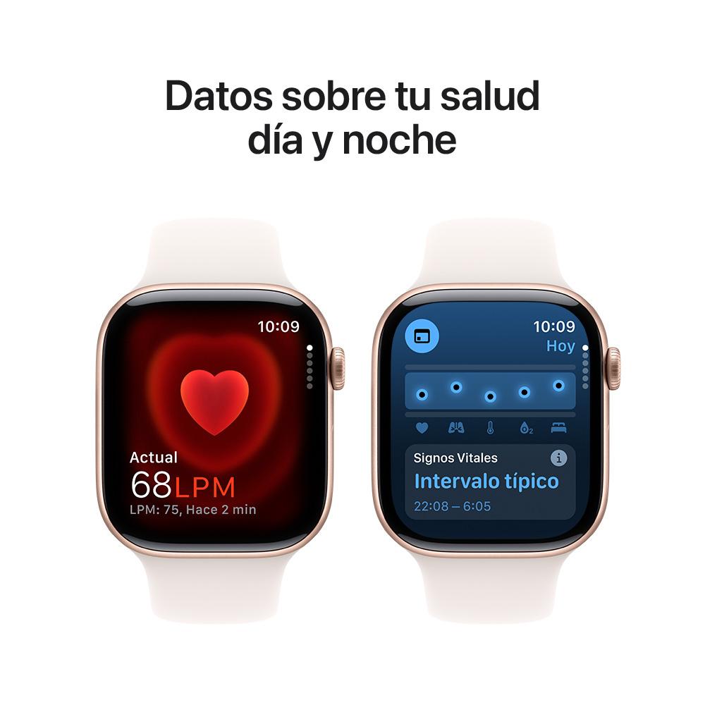 Apple Watch Series 10 GPS • Caja de aluminio color oro rosa de 46 mm • Correa deportiva rosa rubor - M/L