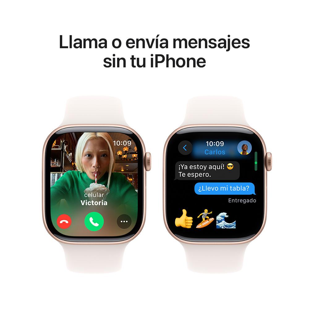 Apple Watch Series 10 GPS • Caja de aluminio color oro rosa de 46 mm • Correa deportiva rosa rubor - M/L