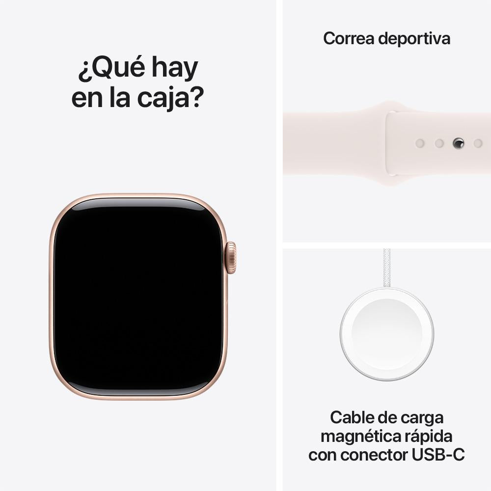Apple Watch Series 10 GPS • Caja de aluminio color oro rosa de 46 mm • Correa deportiva rosa rubor - M/L