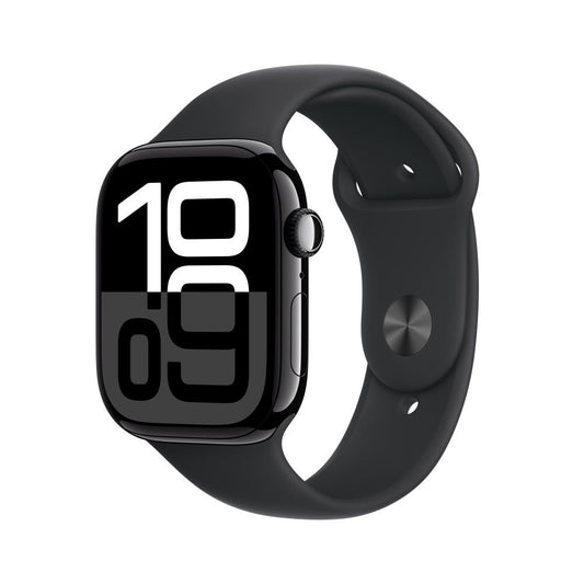 Apple Watch Series 10 GPS + Cellular • Caja de aluminio negro azabache de 46 mm • Correa deportiva negra - S/M