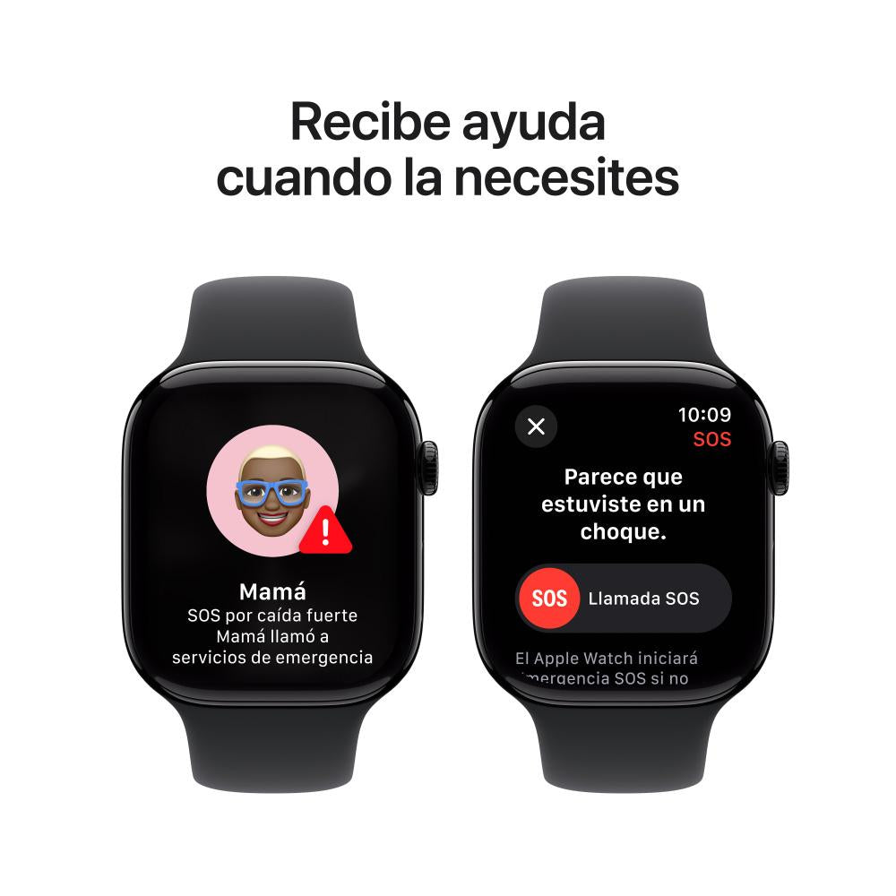 Apple Watch Series 10 GPS + Cellular • Caja de aluminio negro azabache de 46 mm • Correa deportiva negra - S/M