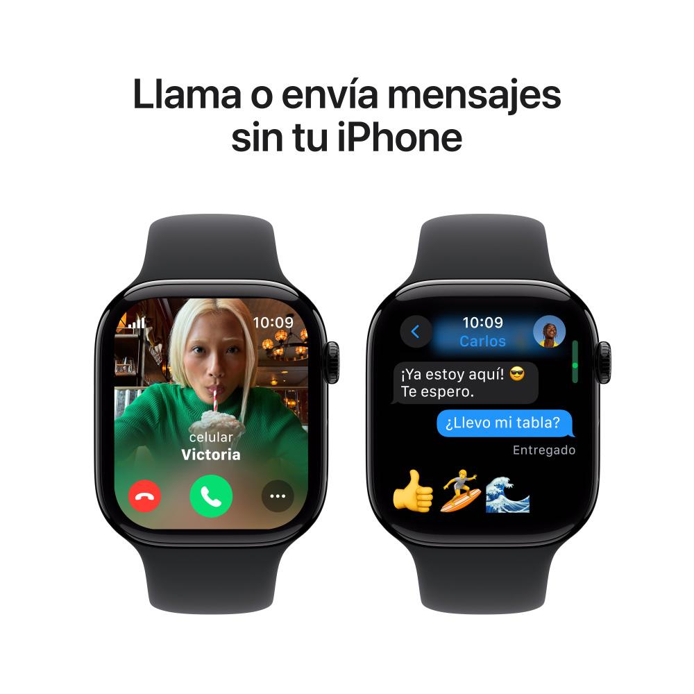 Apple Watch Series 10 GPS + Cellular • Caja de aluminio negro azabache de 46 mm • Correa deportiva negra - S/M