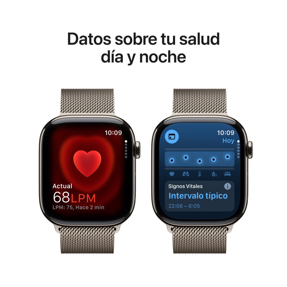 Apple Watch Series 10 GPS + Cellular • Caja de titanio natural de 46 mm • Correa estilo milanés color natural - S/M