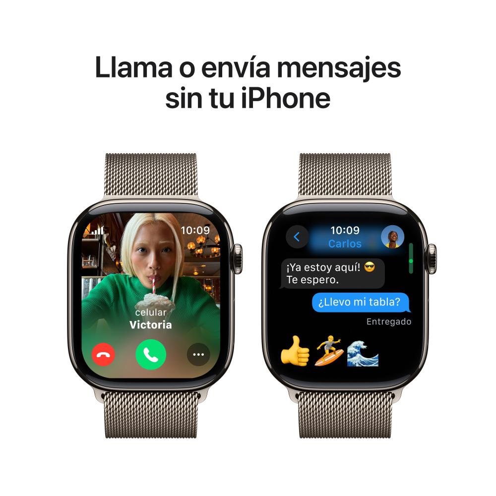 Apple Watch Series 10 GPS + Cellular • Caja de titanio natural de 46 mm • Correa estilo milanés color natural - S/M