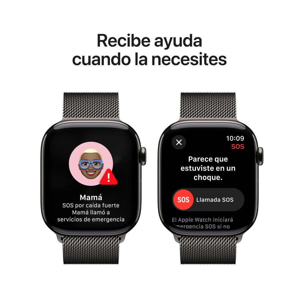 Apple Watch Series 10 GPS + Cellular • Caja de titanio color pizarra de 46 mm • Correa estilo milanés color pizarra - S/M