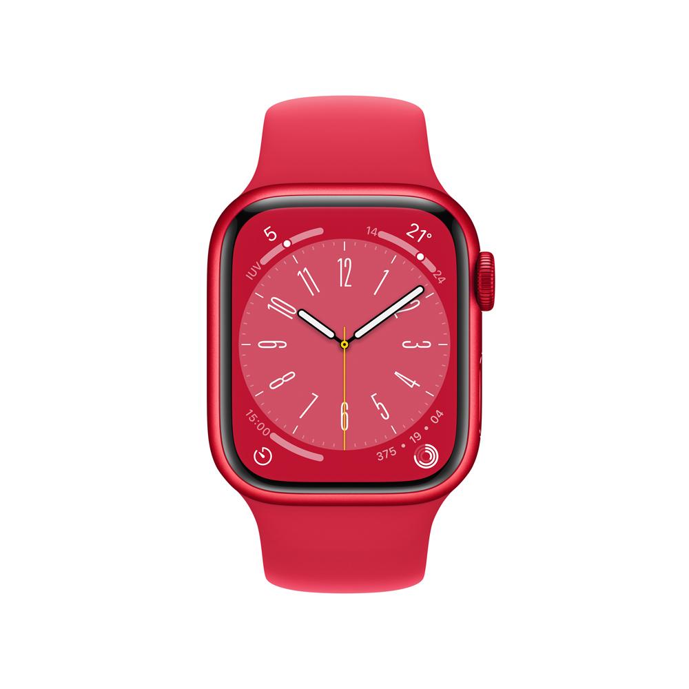 Apple Watch Series 8 (GPS) - Caja de aluminio Rojo de 41 mm - Correa deportiva (PRODUCT)RED - Talla única