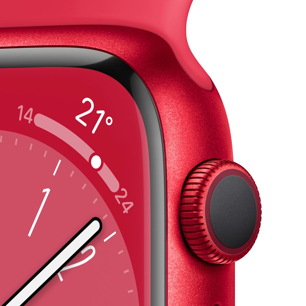 Apple Watch Series 8 (GPS) - Caja de aluminio Rojo de 41 mm - Correa deportiva (PRODUCT)RED - Talla única