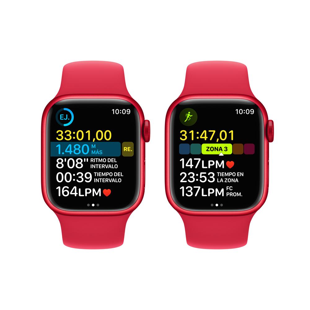 Apple Watch Series 8 (GPS) - Caja de aluminio Rojo de 41 mm - Correa deportiva (PRODUCT)RED - Talla única