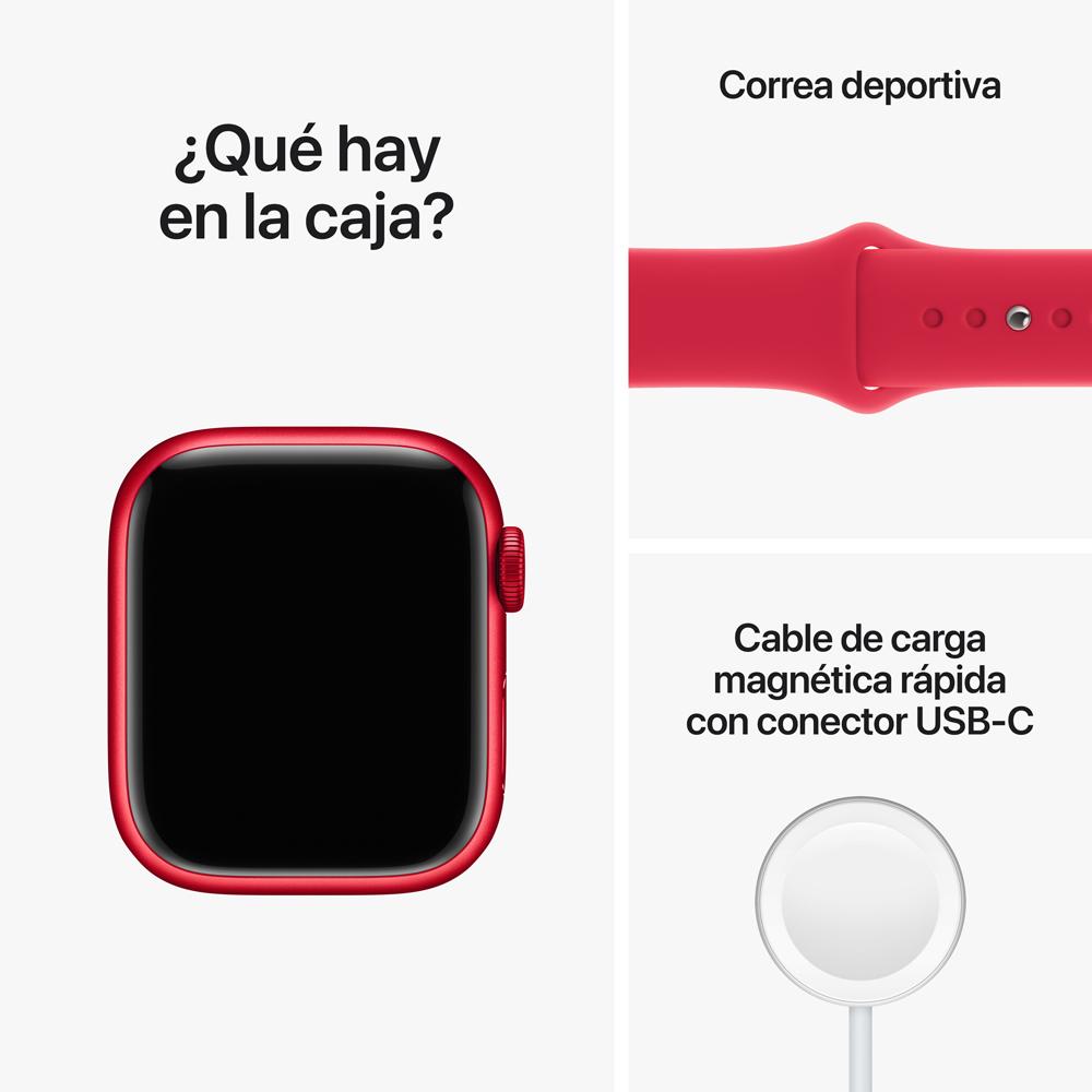 Apple Watch Series 8 (GPS) - Caja de aluminio Rojo de 41 mm - Correa deportiva (PRODUCT)RED - Talla única