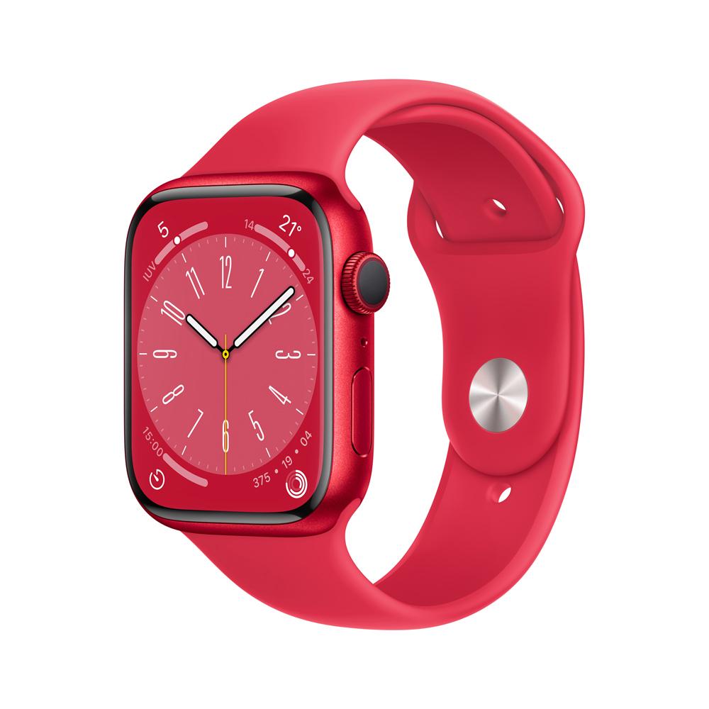 Apple Watch Series 8 (GPS) - Caja de aluminio Rojo de 45 mm - Correa deportiva (PRODUCT)RED - Talla única