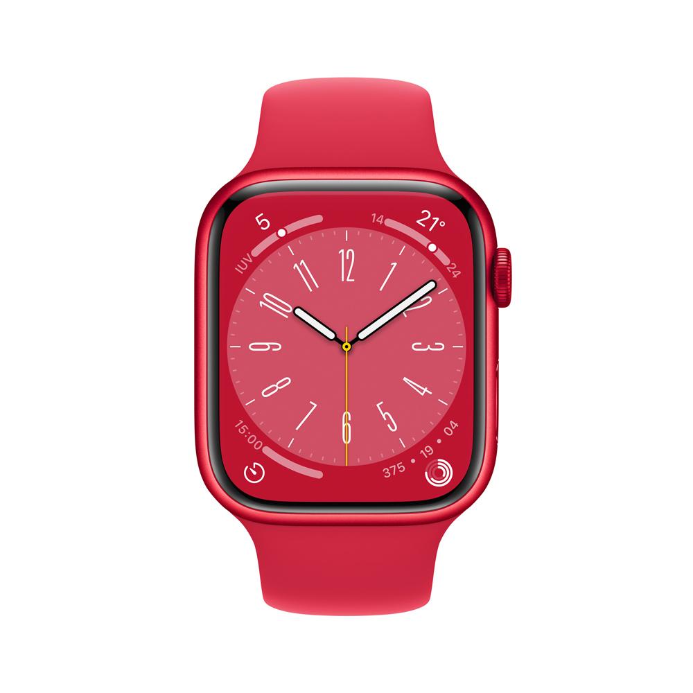 Apple Watch Series 8 (GPS) - Caja de aluminio Rojo de 45 mm - Correa deportiva (PRODUCT)RED - Talla única