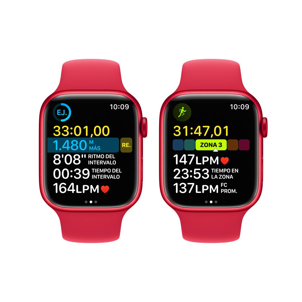 Apple Watch Series 8 (GPS) - Caja de aluminio Rojo de 45 mm - Correa deportiva (PRODUCT)RED - Talla única