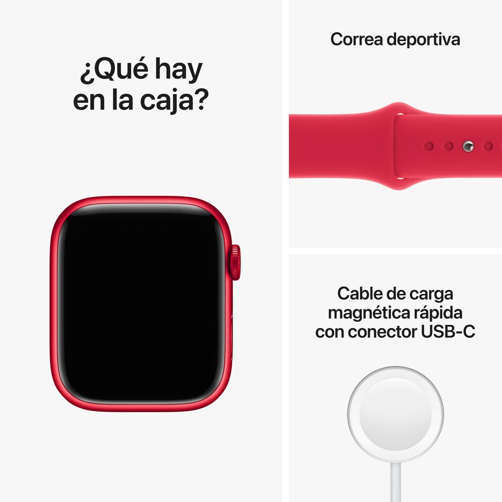 Apple Watch Series 8 (GPS) - Caja de aluminio Rojo de 45 mm - Correa deportiva (PRODUCT)RED - Talla única