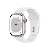 Apple Watch Series 8 (GPS + Cellular) - Caja de aluminio en plata de 41 mm - Correa deportiva blanca - Talla única