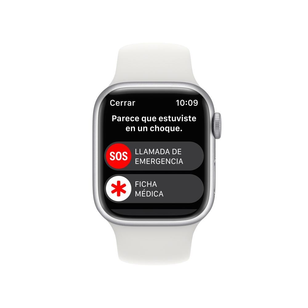 Apple Watch Series 8 (GPS + Cellular) - Caja de aluminio en plata de 41 mm - Correa deportiva blanca - Talla única