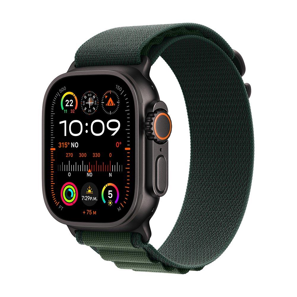Apple Watch Ultra 2 GPS + Cellular • Caja de titanio negro de 49 mm • Correa Alpine verde oscuro - Grande