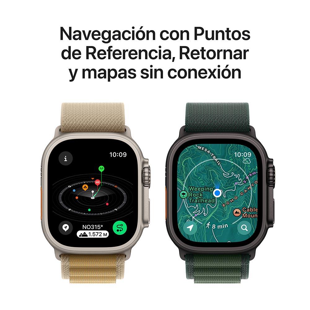 Apple Watch Ultra 2 GPS + Cellular • Caja de titanio negro de 49 mm • Correa Alpine verde oscuro - Grande