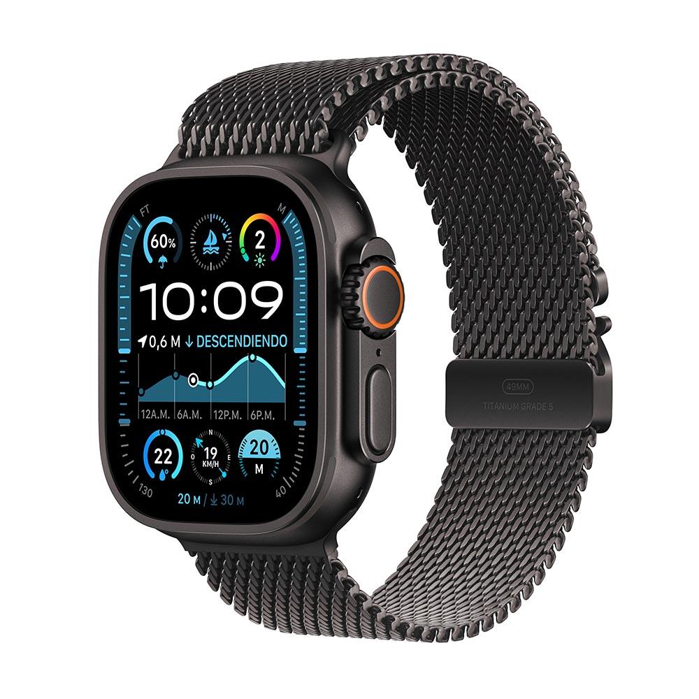 Apple Watch Ultra 2 GPS + Cellular • Caja de titanio negro de 49 mm • Correa estilo milanés de titanio negro - Grande