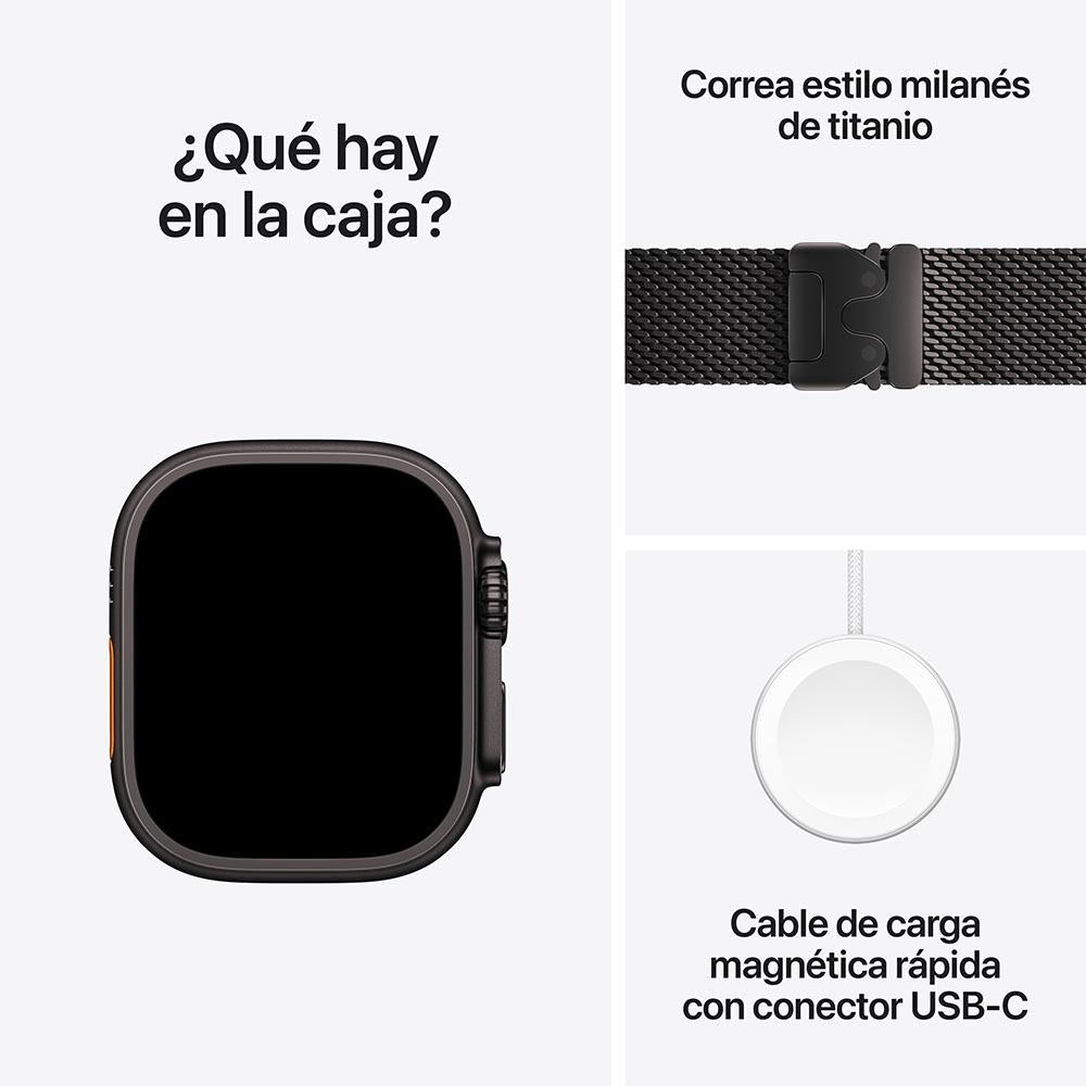 Apple Watch Ultra 2 GPS + Cellular • Caja de titanio negro de 49 mm • Correa estilo milanés de titanio negro - Mediana