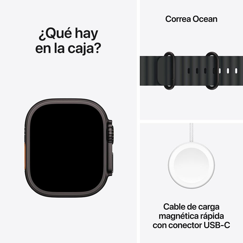 Apple Watch Ultra 2 GPS + Cellular • Caja de titanio negro de 49 mm • Correa Ocean negra