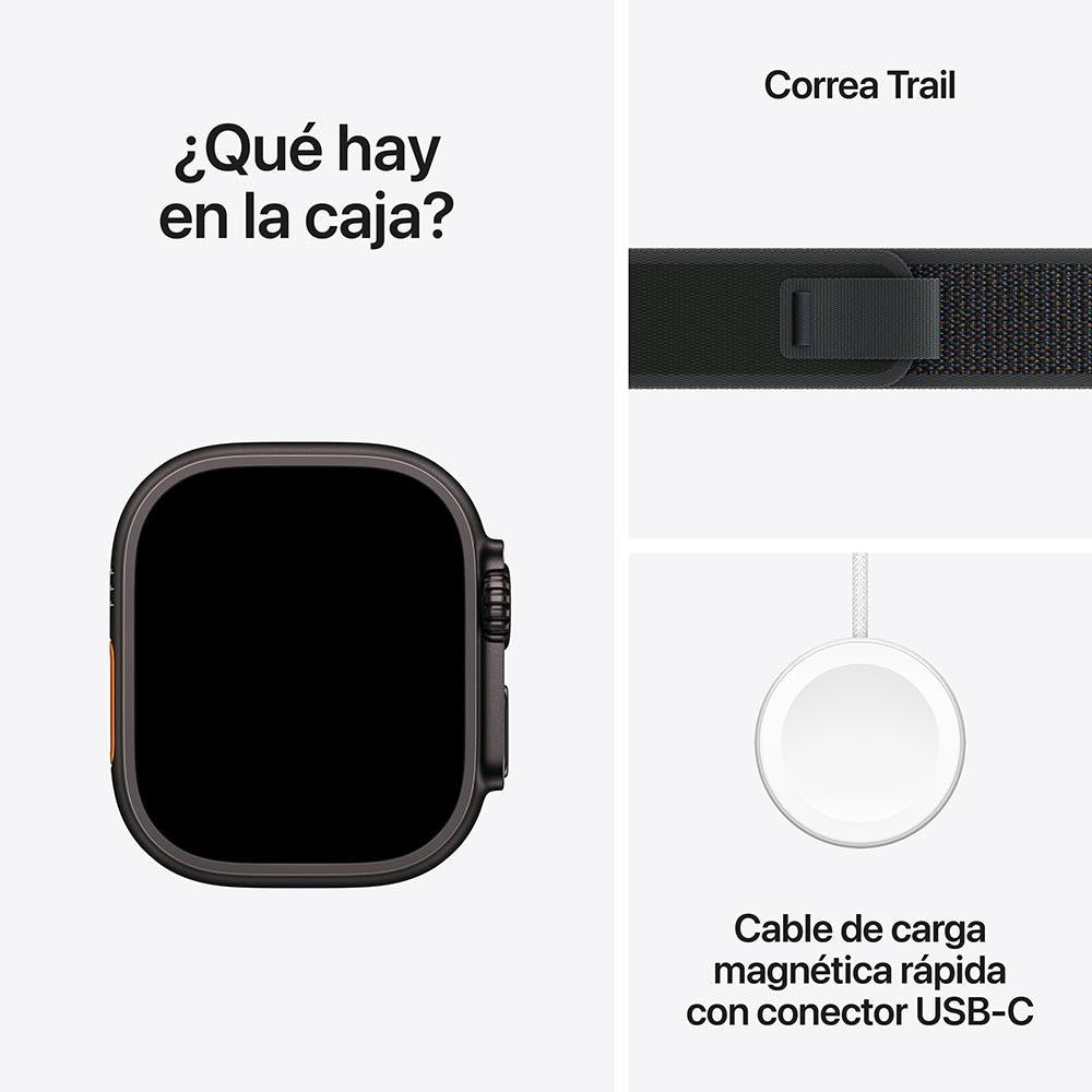 Apple Watch Ultra 2 GPS + Cellular • Caja de titanio negro de 49 mm • Correa Trail negra - S/M