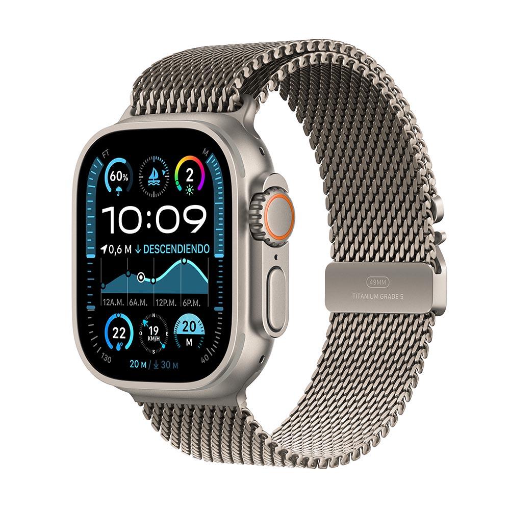 Apple Watch Ultra 2 GPS + Cellular • Caja de titanio natural de 49 mm • Correa estilo milanés de titanio natural - Mediana
