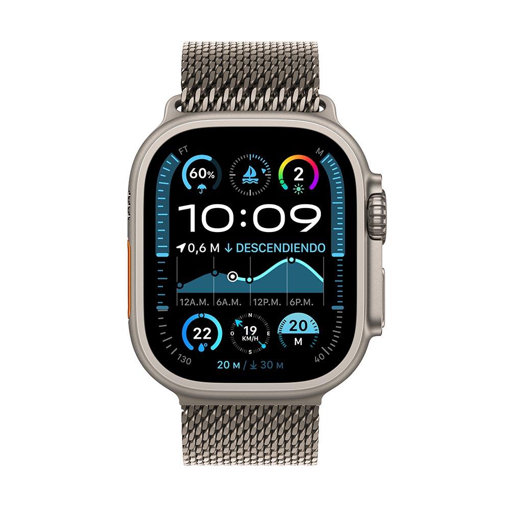 Apple Watch Ultra 2 GPS + Cellular • Caja de titanio natural de 49 mm • Correa estilo milanés de titanio natural - Mediana