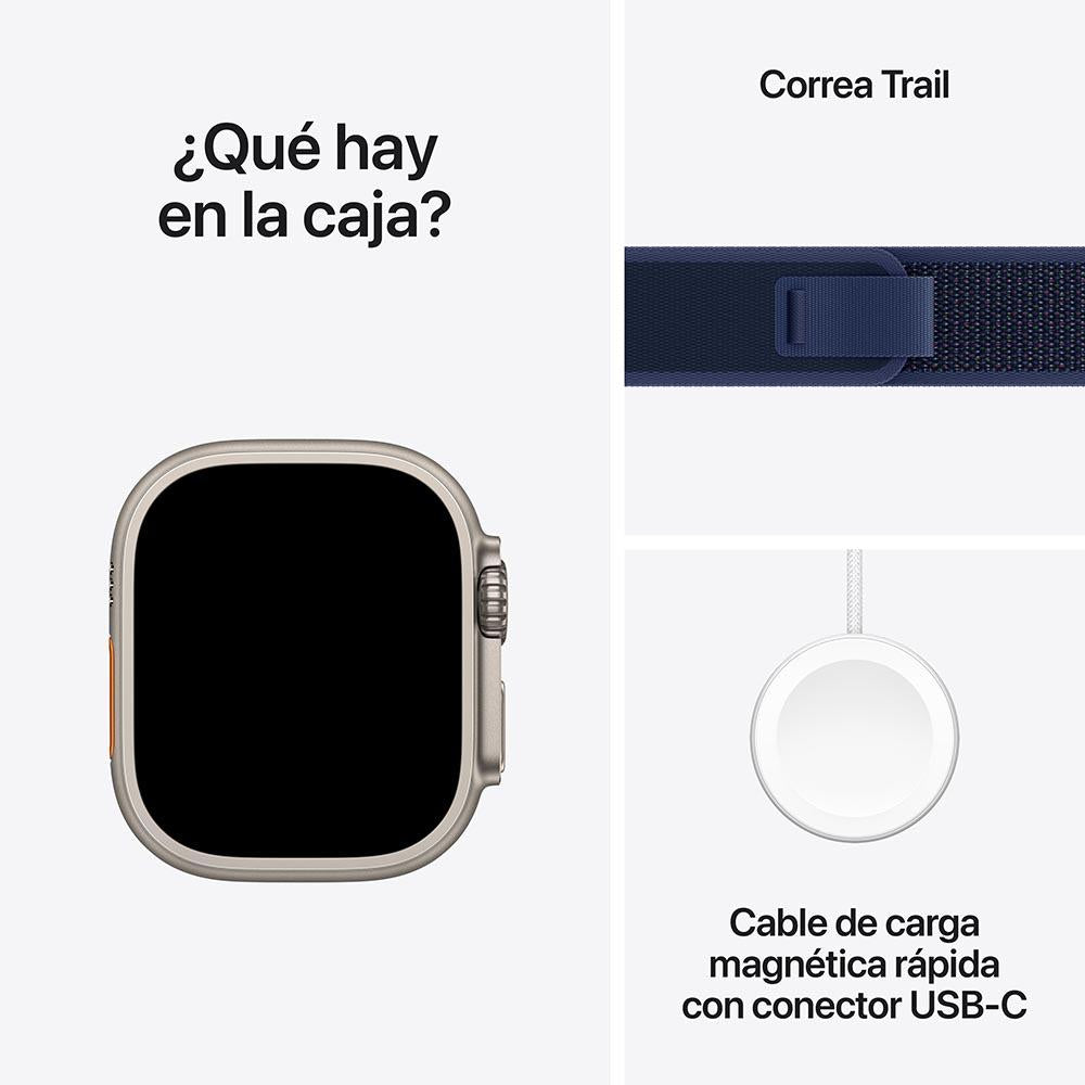 Apple Watch Ultra 2 GPS + Cellular • Caja de titanio natural de 49 mm • Correa Trail azul - S/M