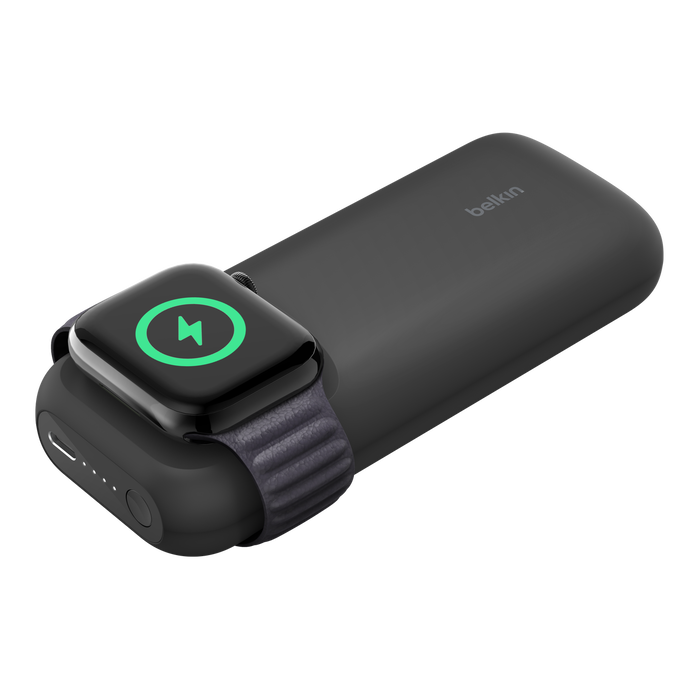 Cargador Inalámbrico Belkin 10k para Apple Watch + Power Bank USB-C 20W Carga rapida - Negro