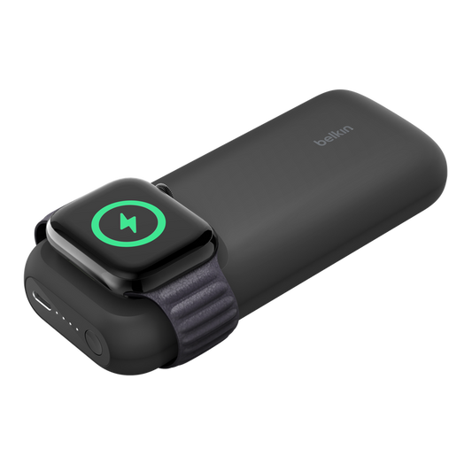Cargador Inalámbrico Belkin 10k para Apple Watch + Power Bank USB-C 20W Carga rapida - Negro