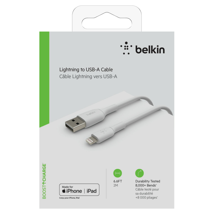 CABLE BELKIN BOOSTCHARGE USB-A A LIGHTNING 2M BLANCO