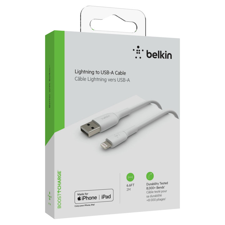 CABLE BELKIN BOOSTCHARGE USB-A A LIGHTNING 2M BLANCO