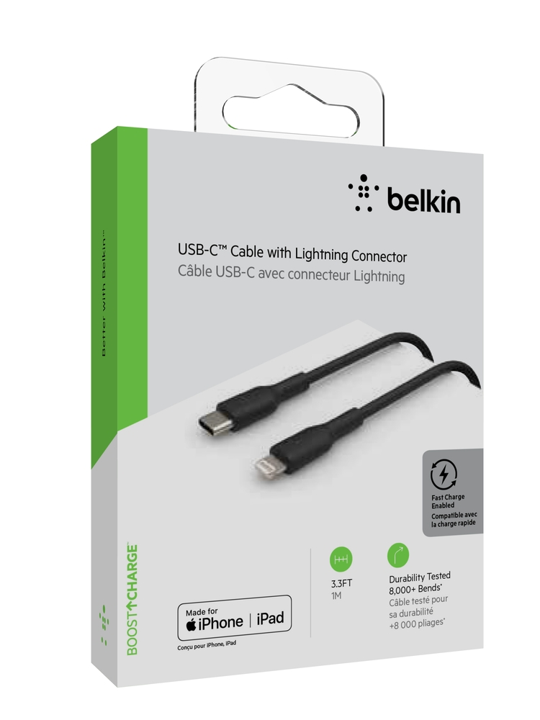 CABLE BELKIN USB-C A LIGHTNING 1M - BLACK