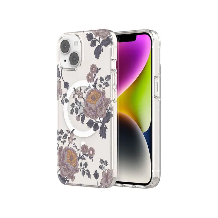 CASE COACH MAGSAFE PARA IPHONE 14 - MOODY FLORAL/PURPLE/GLI