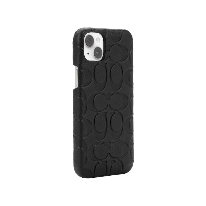 COACH LEATHER SLIM WRAP CASE FOR IPHONE 14 PLUS BLACK EMBOSS S