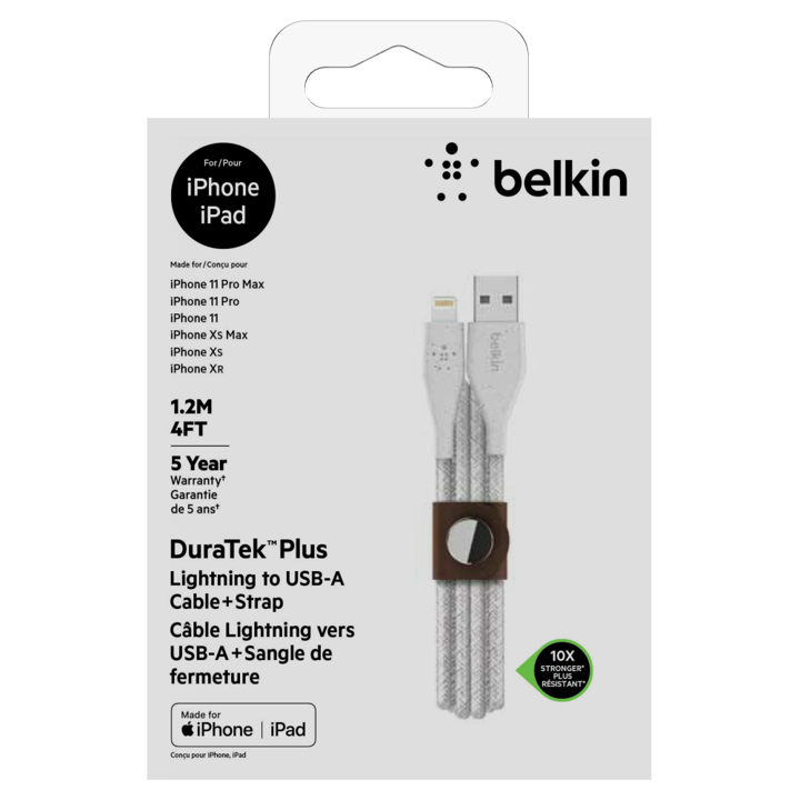 CABLE BELKIN USB-A A LIGHTNING DURATEK 1.2M - WHITE