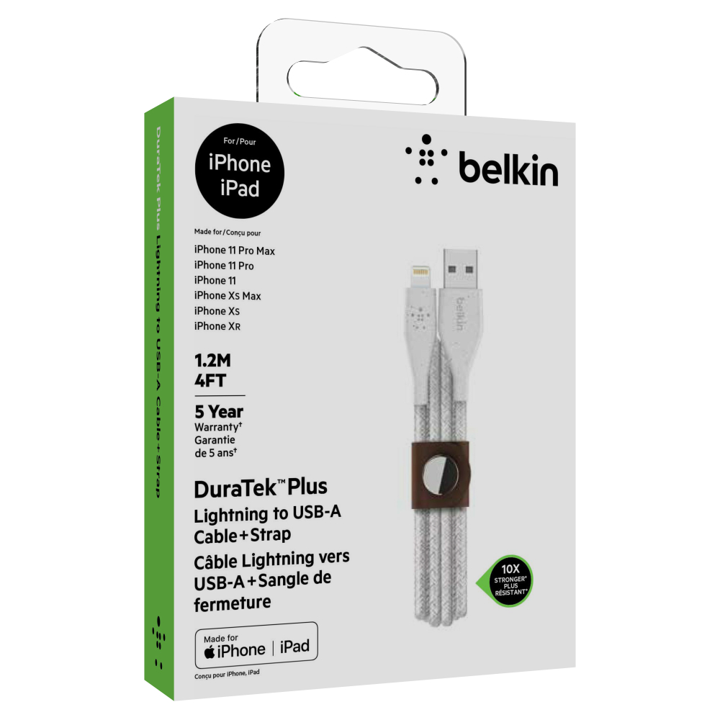 CABLE BELKIN USB-A A LIGHTNING DURATEK 1.2M - WHITE