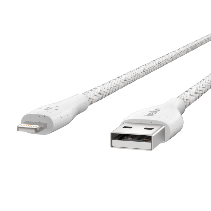 Cable BELKIN DuraTek Plus Lightning a USB-A con correa - Blanco