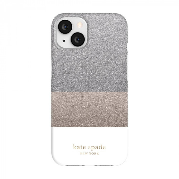 Case KATE SPADE NY para iPhone 13 - BLOQUE Blanco/Plata/Oro/Glitter