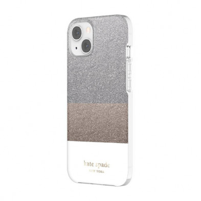 Case KATE SPADE NY para iPhone 13 - BLOQUE Blanco/Plata/Oro/Glitter