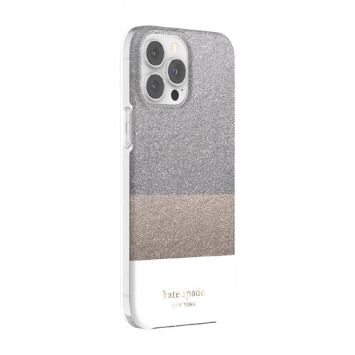 Case KATE SPADE NY para iPhone 13 Pro Max- BLOQUE Blanco/Plata/Oro/Glitter