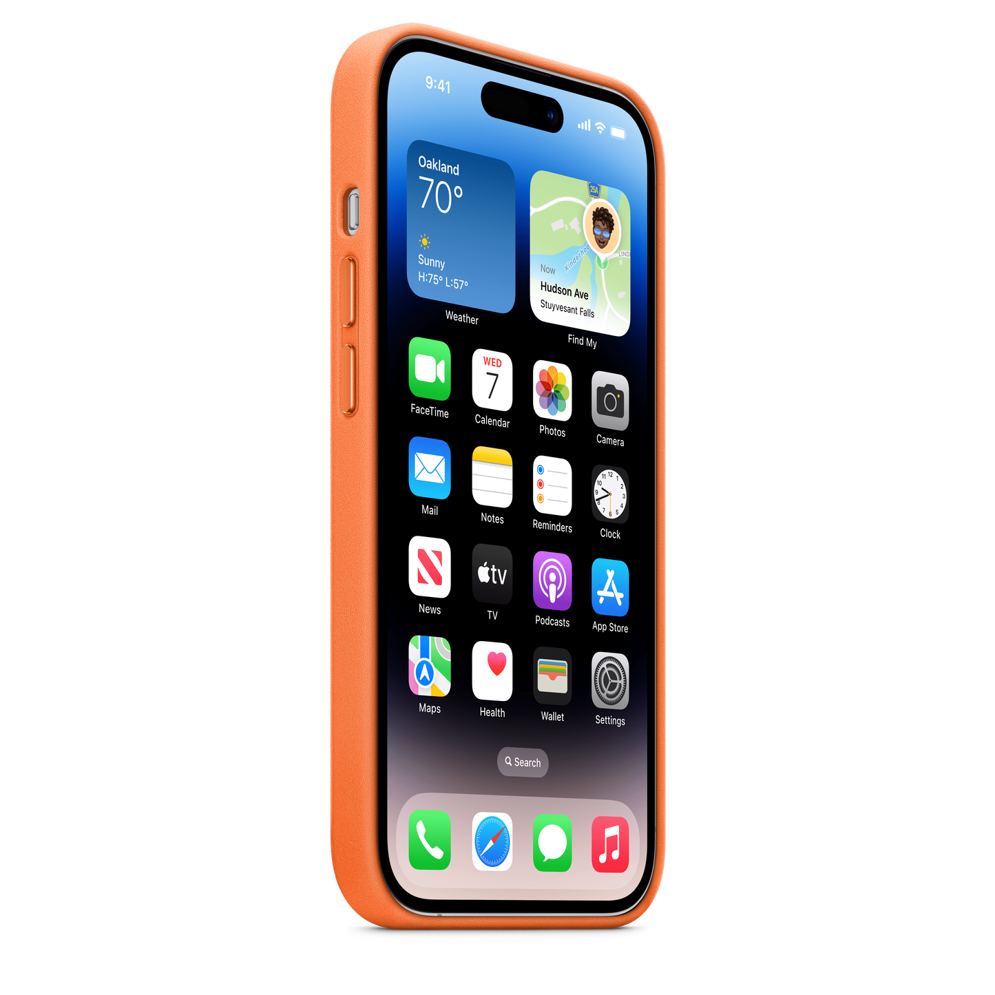 Funda de piel con MagSafe para el iPhone 14 Pro - Naranja