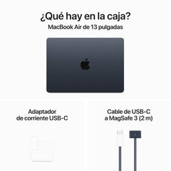 MacBook Air de 13 pulgadas: Chip M3 de Apple con CPU de 8 núcleos y GPU de 10 núcleos, 512 GB SSD - Azul medianoche