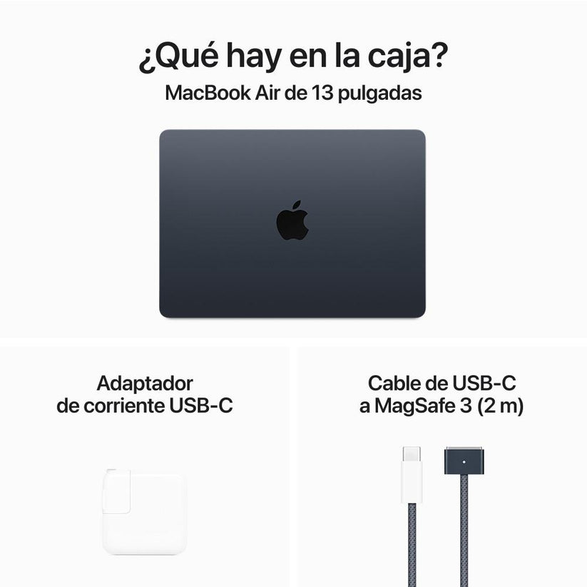 MacBook Air de 13 pulgadas: Chip M3 de Apple con CPU de 8 núcleos y GPU de 10 núcleos, 512 GB SSD - Azul medianoche