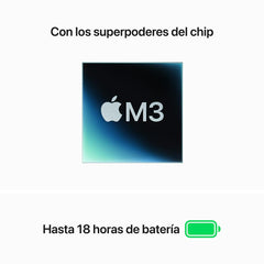 MacBook Air de 13 pulgadas: Chip M3 de Apple con CPU de 8 núcleos y GPU de 10 núcleos, 512 GB SSD - Plata