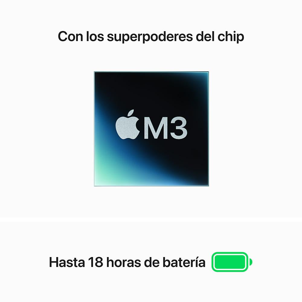 MacBook Air de 13 pulgadas: Chip M3 de Apple con CPU de 8 núcleos y GPU de 10 núcleos, 512 GB SSD - Plata