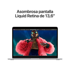 MacBook Air de 13 pulgadas: Chip M3 de Apple con CPU de 8 núcleos y GPU de 10 núcleos, 512 GB SSD - Plata